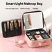 Große Kapazität Make-up-Tasche mit Licht, Spiegel, abnehmbare Trennwand, Kosmetik-Aufbewahrungstasche, handhd und tragbar für_voghion.com