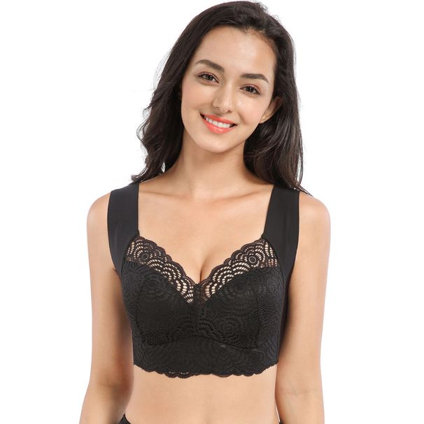 A Great Item For Large-sized Lace Bras: No Steel Ring Vest Style, Comfortable And Worry Free For Sports And Sleep--50/115D_voghion.com