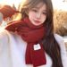 Women's Scarf Winter 2025 New Knitted Wool Korean Warm Scarf Red Thickened Warm Scarf Ladies Accessories_voghion.com