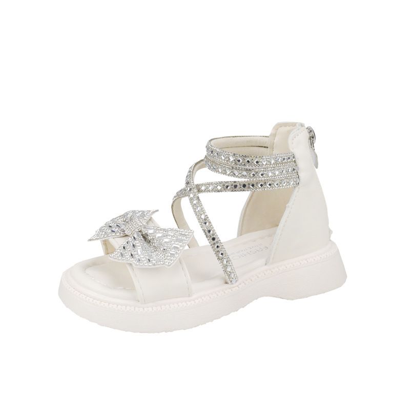Kid's Clothing 2024 summer new style girls soft bottom princess shoes for middle and large children rhinestone little girl Roman shoes student sandals_voghion.com