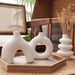 Modern Ceramic Vase Set – White Minimalist Home Decor With Geometric Shapes (3-Piece, Round & Angular Designs)_voghion.com