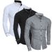 New Men's Slim Fit Classic Solid Color Simple Stand Collar Personality Patchwork Cardigan Base Shirt_voghion.com