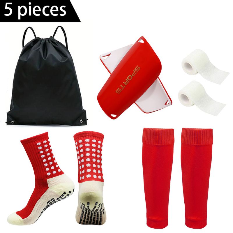 Professionelles Sporttrainingsset, rutschfeste Fußballsocken, Schienbeinschoner, Wadenbandage, Socken, Sportrucksack mit Kordelzug_voghion.com