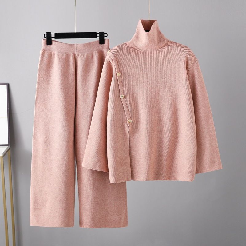 Damenbekleidung Design Sinn Nische Stehkragen Schlitz gestrickter Rollkragenpullover Damen warm und altersreduzierend lässig_voghion.com