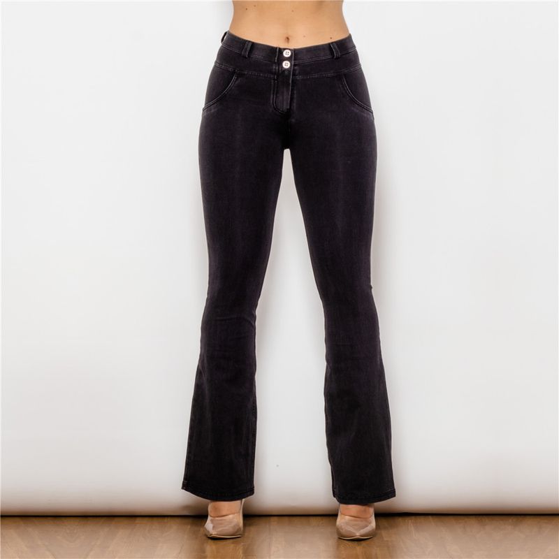 Women's Clothing Stretch Denim Flared Hip Lifting Pants Peach Tights Shaping Pants Large Size Women's Trousers_voghion.com