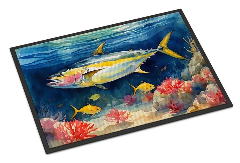 Yellowfin Tuna Doormat Front Door Mat Indoor Outdoor Rugs For Entryway, Non Slip Washable Low Pile, 24H X 36W_voghion.com