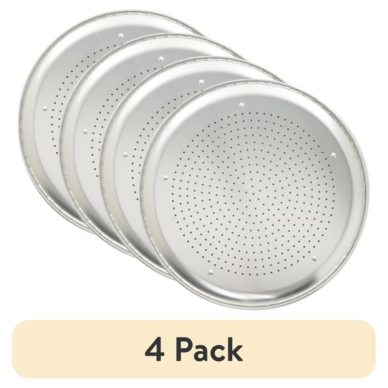 (4 Pack) Nordic Ware Naturals 16" Aluminum Air Crisp Pizza Pan, Silver_voghion.com