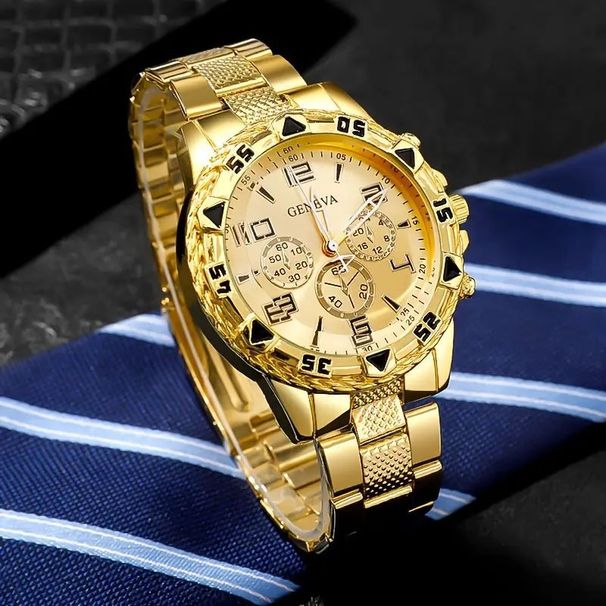 Blue Light Men's Business Steel Band Quartz Multi-Function Digital Scale Three-Eye Watch Hollow_voghion.com