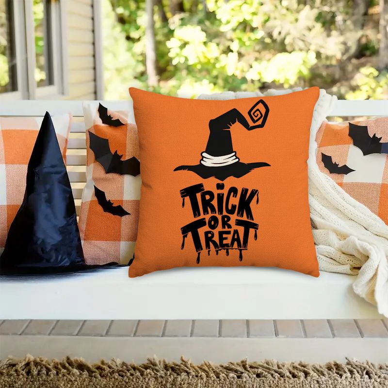 Skeleton Ghost Pumpkin Head Halloween Decorative Pillow Cover_voghion.com