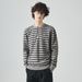 Odzież APO | Męski sweter z dzianiny, luźny, jesienny, w paski, z kołnierzykiem Henry, z blokami kolorów i długim rękawem, bielizna nocna_voghion.com