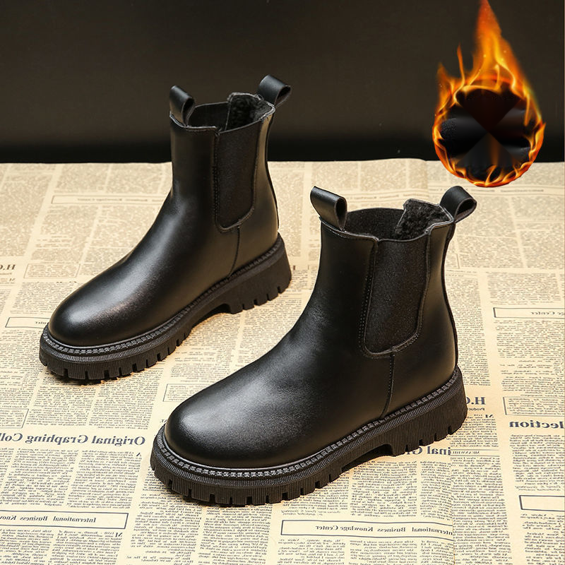 Martin Women's Shoes 2024 British Style New Chimney Autumn And Winter Velvet Short Boots_voghion.com