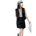 Ensemble deux pièces en lin tendance pour femme, blazer sans manches, gilet et short large, nouvelle collection été 2025_voghion.com