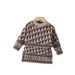 Completo abito in maglia per bambine con stampa jacquard di lettere - Completo autunno-inverno per neonati (90-130 cm)_voghion.com