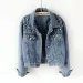 Women's Jackets Pearl Beading Short Denim Women Wash Long Sleeve Vintage Casual Jean Jacket Coat Jeans 5xl_voghion.com