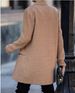 Women's camel standing collar pocket trench coat_voghion.com