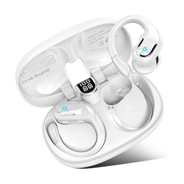Trådlöst headset, in-ear trådlöst löpande headset med ENC brusreducerande mikrofon, 3D bas hörselkåpor, tydliga samtal, brusreducering - arbete/fritid_voghion.com