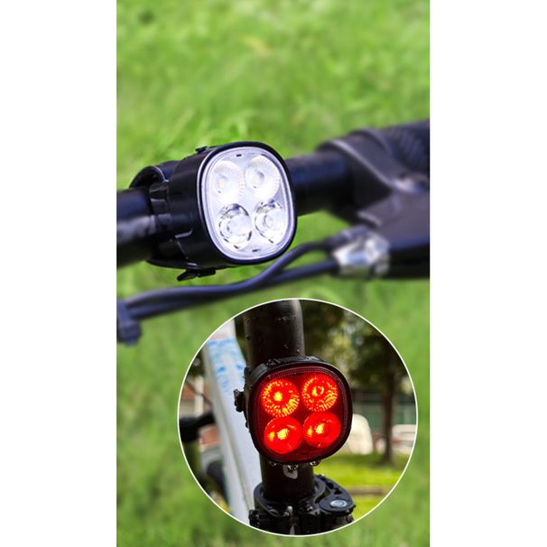 New 4-Light Bead And Rear Combination Warning Mountain Bike Night Riding Bicycle Front Cycling Light_voghion.com
