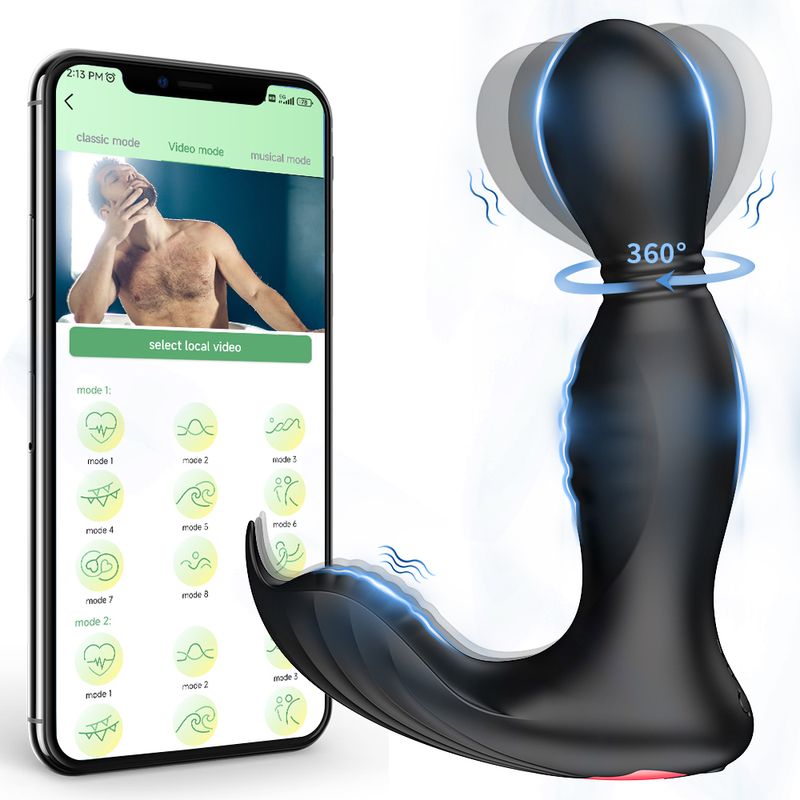 Muški rotirajući masažer prostate Bluetooth APP Analni vibrator za muškarce Gej bežični daljinski stimulator prostate_voghion.com
