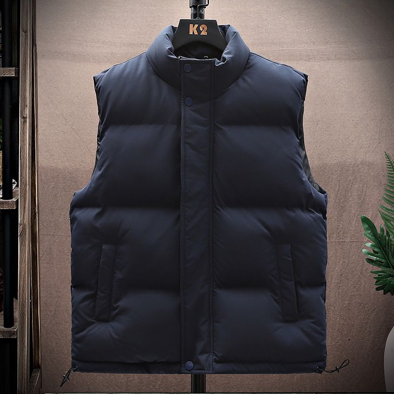 Gilet imbottito da lavoro da uomo, tinta unita, con tasche multiple, giacca senza maniche foderata in pile invernale spesso, per attività all'aperto e pendolarismo_voghion.com