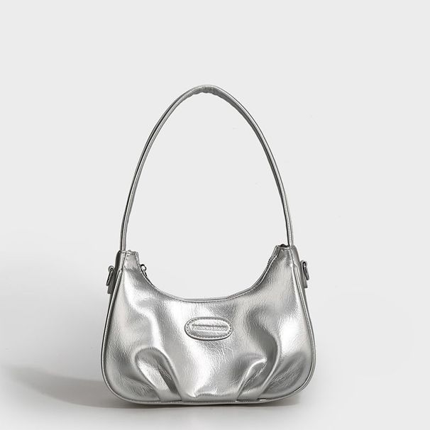 Borsa a tracolla con tracolla a peplo, stile casual, stile pendolare, stile Y2K, dolce, argento, da ascella, primavera estate 2025_voghion.com