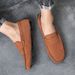 Fashion Suede Leather Men Casual Shoes Comfortable Man Loafers Lightweight Lazy Boat Shoes Breathable Slip On Man Driving Shoes_voghion.com