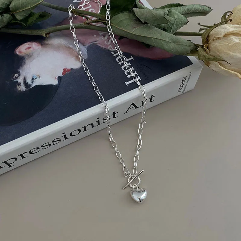VENUS Sterling Sier Love Heart Asymmetry Necklace Hip Hop Street Jewelry Birthday Gift Wholesale Dropshi_voghion.com