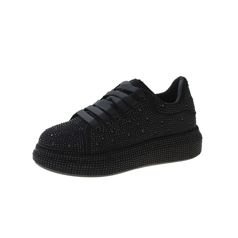 Europäische Station Neue Papa Schuhe Strass Dicke Sohlen Casual Sport Schuhe Frauen Voller Diamant Muffin Schuhe Strass Einzelne Schuhe_voghion.com
