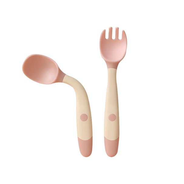 2PCS Baby Feeding Spoon Fork Sets Toddler Infant Bendable Silicone Soft Spoons Children Tableware Safe Learning Feeding Flatware_voghion.com