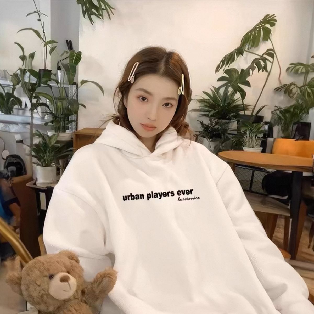 Navy Blue Hooded Sweatshirt For Women Early Spring 2025 New Thin Jacket Autumn Winter Fleece Lined Thickened Lazy Top_voghion.com