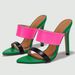 Women's Pointy Head Color Contrast Color Line With Stiletto Sandals Women's Personality Green High Heels_voghion.com