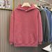 Old Washed Hooded Sweatshirt For Men With Dropped Shoulders And Thick Solid Color Hoodie_voghion.com