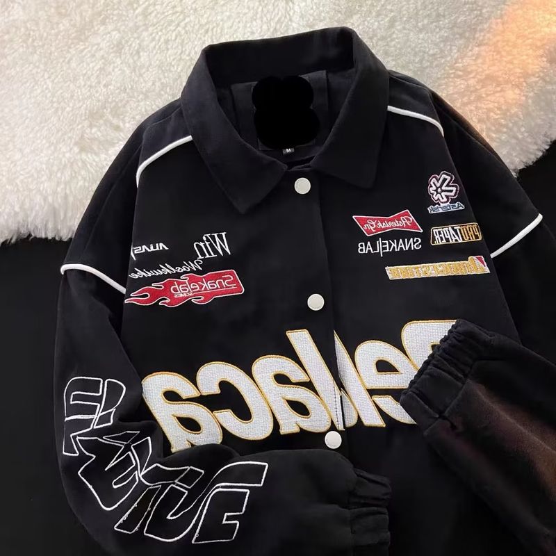 Man's clothing High Street embroidered label racing wear men's and women's cool ins casual loose flight jacket jacket_voghion.com