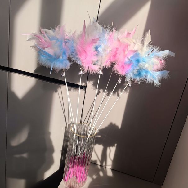 Bacchetta giocattolo per gatti con campanelle multiple e doppie, stile fresco e colorato, con piume_voghion.com