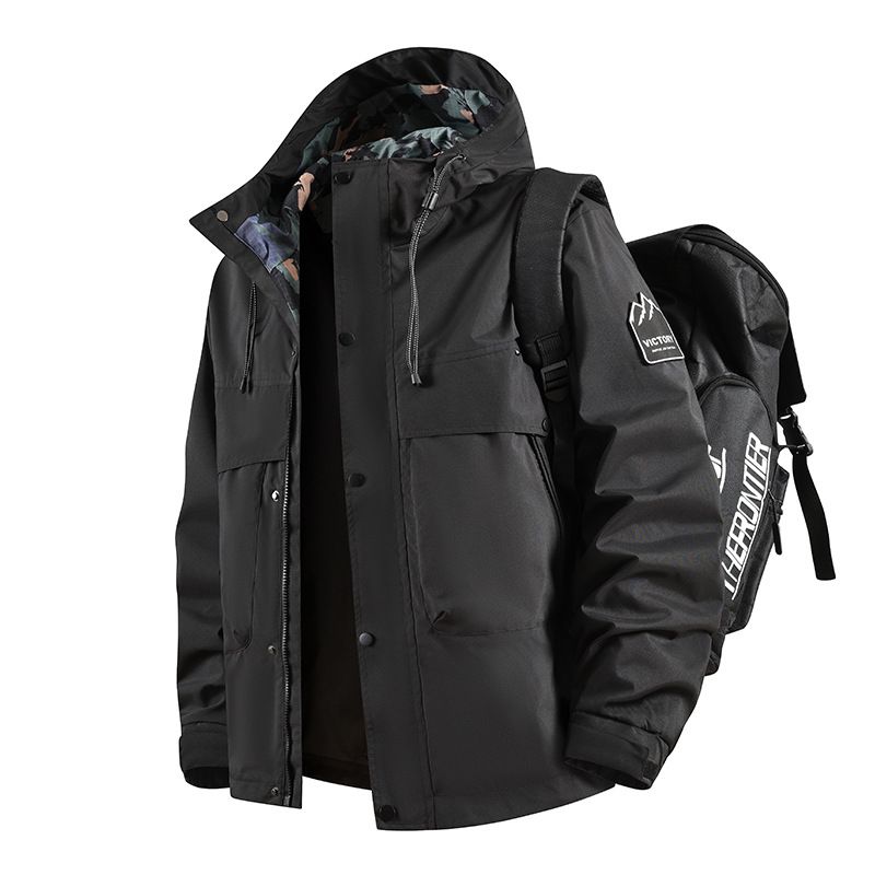 Wasserdichte Windjacke für Herrenbekleidung, Unisex, leicht, mit Kapuze, Outdoor-Mantel (Schwarz, Khaki, Neongrün, Emma-Orange, Scharlachrot)​_voghion.com