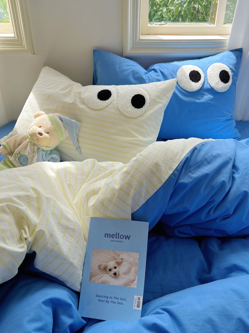 Korean Style Mixed Girl Four-Piece Pure Full Cotton Bed Sheet Duvet Cover Dormitory Bedding Three-Piece Set_voghion.com