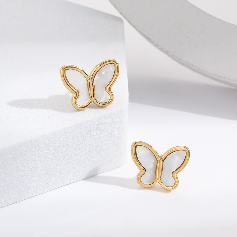 2023 Frühjahr/Sommer Neue Nischendesign frische Feenohrringe natürliche weiße Fritillaria dreidimensionale Schmetterlingsohrringe_voghion.com