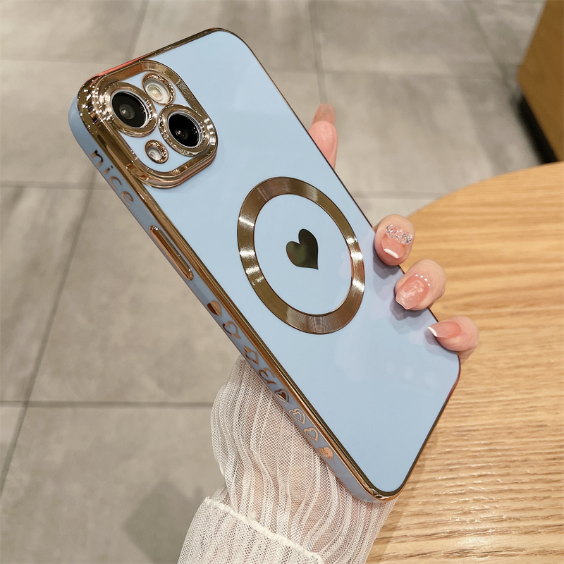 Luksusa Magsafe magnētiskā galvanizētā mīlas tālruņa futrālis, kas piemērots iPhone 11 12 13 14 Pro Max X XR XS 8 Plus bezvadu uzlādes mīkstajam vāciņam_voghion.com
