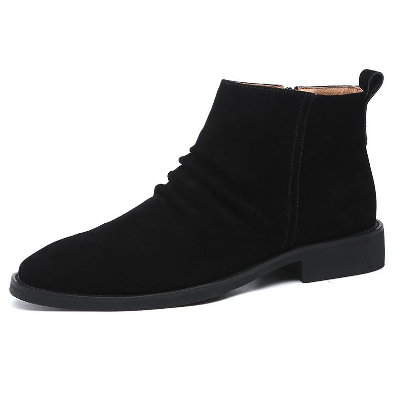 Herren spitze Lederstiefel Reißverschluss Retro Trend Herrenstiefel_voghion.com