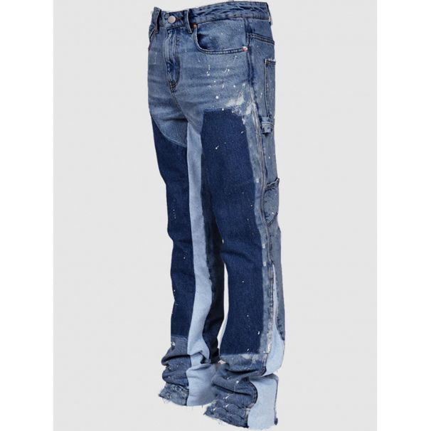 Men's Clothing Denim Overalls Elastic Patch Jeans_voghion.com