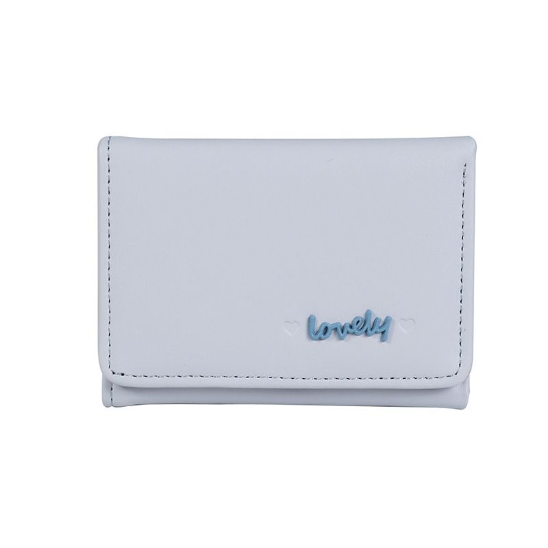 Women's short wallet small fresh solid color student small three fold coin purse card holder cute wallet small wallet_voghion.com