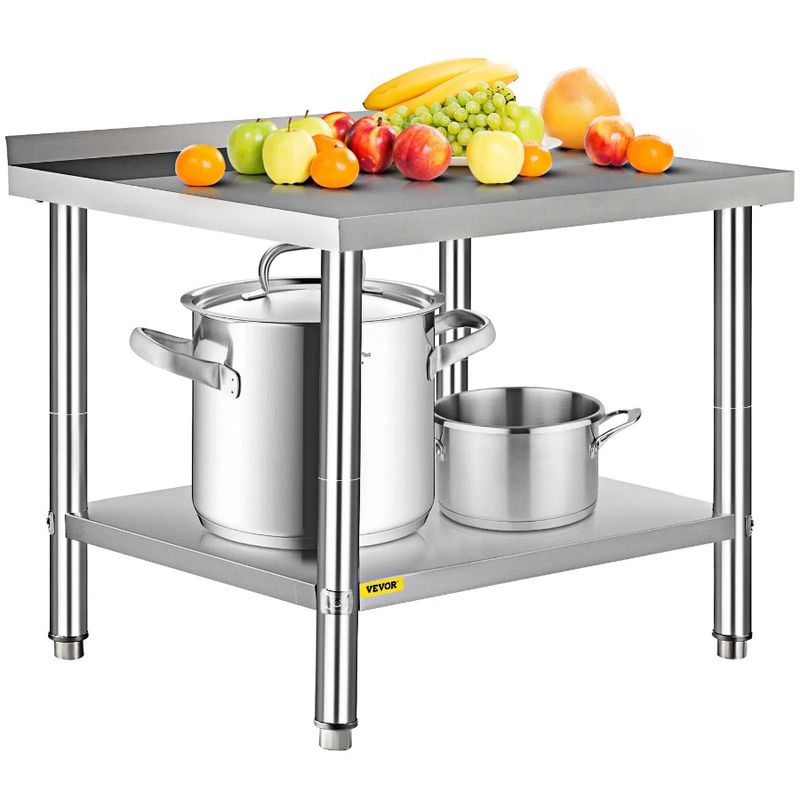 Stainless 36 Prep Table Worktable With Capacity Duty Un Steel 24 X Adjustable 35 Inch Load Heavy And 440lbs Backsplash X Metal_voghion.com