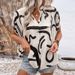 2025 New Summer Loose Top Personality Short Sleeve V-neck Abstract Print Shirt For Women_voghion.com