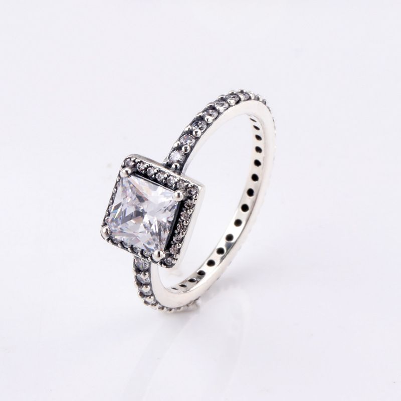 Anello da donna in rame bianco con zircone quadrato, anello creativo con personalità_voghion.com