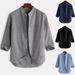 Men's Clothing Men's Linen Shirt Stand Collar Cardigan Loose Casual Breathable Linen Shirt Youth Three Quarter Sleeve Tops Men_voghion.com