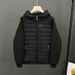 Premium Crocodile Print Puffer Jacket – Autumn/Winter Thickened Polyester Fill, Slim Fit, Hooded, Water-Resistant, Black & White_voghion.com