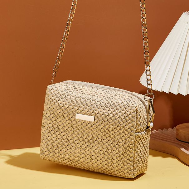 Bolso pequeño con correa para el hombro de verano tejido Pa para mujer, diseño de lujo, para teléfono y bolso de mano, estilo bohemio de playa_voghion.com