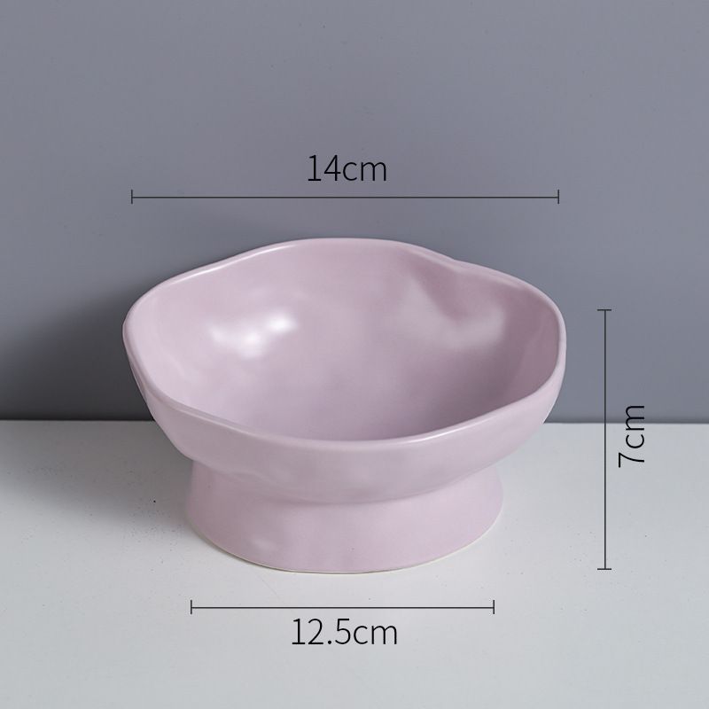Ceramic Pet Slanted Slow Feeder Plate Elevated Spine Protection Cat Food Bowl_voghion.com