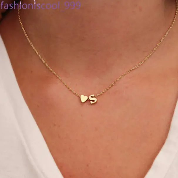 Collana con iniziale a forma di cuore minuscolo alla moda, in oro e argento, con lettera e nome, girocollo, per donne, con ciondolo, regalo di gioielli_voghion.com