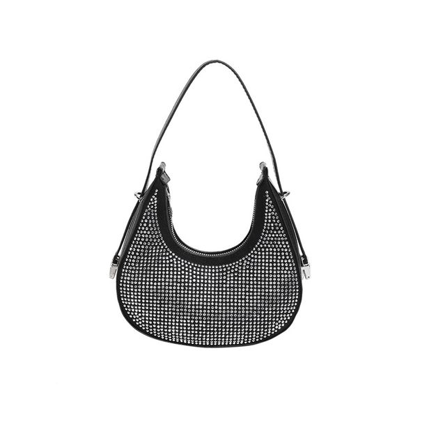 Borsa a tracolla in pelle PU con diamanti a catena per donna, borsa a tracolla estiva da donna, borsa a tracolla tinta unita_voghion.com