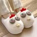 Plush cute women in winter, warm non slip, thick comfortable for home and indoor use, funny bowl, chicken, cotton_voghion.com